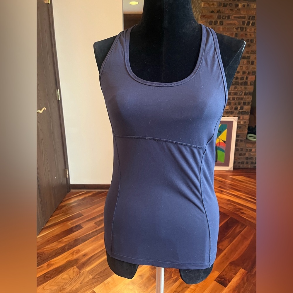 Tory Sport by Tory Burch Womens Sz XS Blue Racer back Athletic Gym Tank, ECU